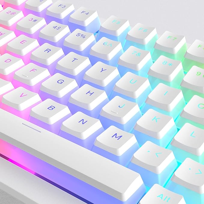 Womier Pudding Keycaps, PBT Shine Through Keycaps 165 Keys Set Custom Key caps Set OEM Profile, Universal Compatiability for 100%, 75%, 65%, 60% Keyboard-White