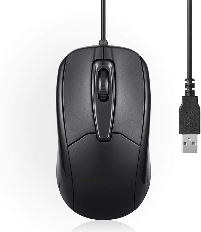 Perixx PERIMICE-209 3 Button USB Wired Mouse - Optical - 1000 DPI - 5.9 Ft Cable - Black