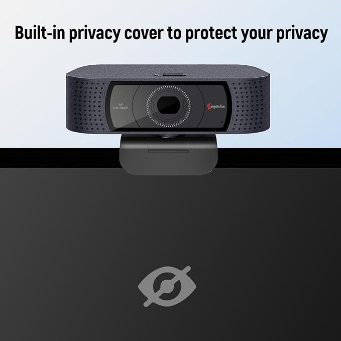 Angetube 1080P HD Webcam with Microphone, Computer Camera, 2 Mics, USB Type-A & A-to-C Adapter, Plug & Play USB PC Camera for Laptop, Web Cam for Online Calling, Zoom/Teams/Facetime, 2025 Version