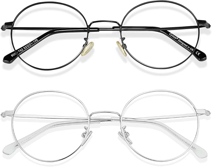 Cyxus Blue Light Glasses for Men and Women, Round Metal Frame Computer Eyeglasses for Office, Gaming, Reading 8090