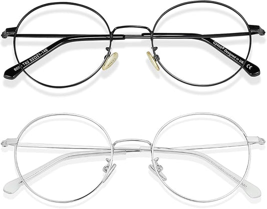 Cyxus Blue Light Glasses for Men and Women, Round Metal Frame Computer Eyeglasses for Office, Gaming, Reading 8090