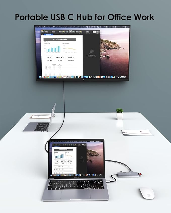 LENTION USB C Hub with 4K HDMI, 3 USB 3.0, SD/Micro SD 3.0 Card Reader, Compatible 2025-2016 MacBook Pro, 2025-2018 Mac Air/Surface, Chromebook, iPhone15 or More, Stable Driver Adapter (Space Gray)