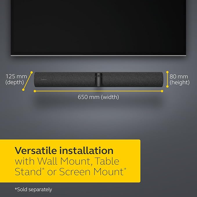 Jabra PanaCast 50 – Intelligent 180° Panoramic-4K Meeting Room Video Camera – Inclusive Video Conferencing Camera with Full Coverage, Easy to Set-Up Wide Angle Webcam with Microphones - Black