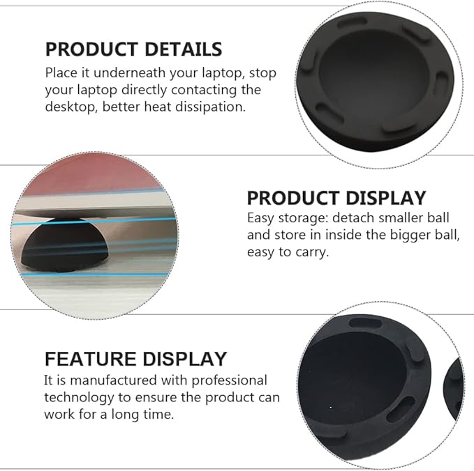 Laptop Cooling Ball Pad 4Pcs Silicone Heat Dissipation Feet Riser Stand for Notebook Computer Support and Anti-Slip Cooling Elevator