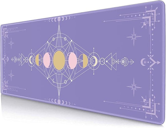 Pastel Purple Moon Phase Desk Mat Cute, Goth Witchy Celestial Large Gaming Mouse Pad, Extended Mousepad Desk Pad for Women Gamer Office, Computer Accessories, Tarot Alter Mat, 31.5 X 11.8 in