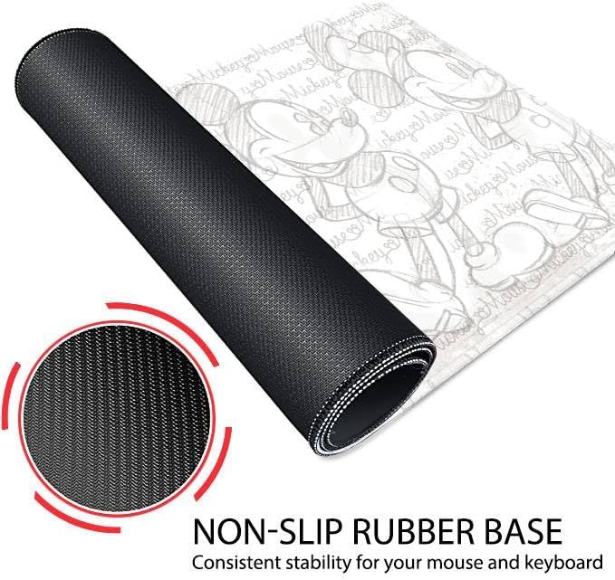 Mouse Pad Cute Sketch Design Stitched Edge Mousepad Non-Slip Rubber Desk Pad Funny Table Mat for Gaming and Gift(13.8 x 31.5 Inch)