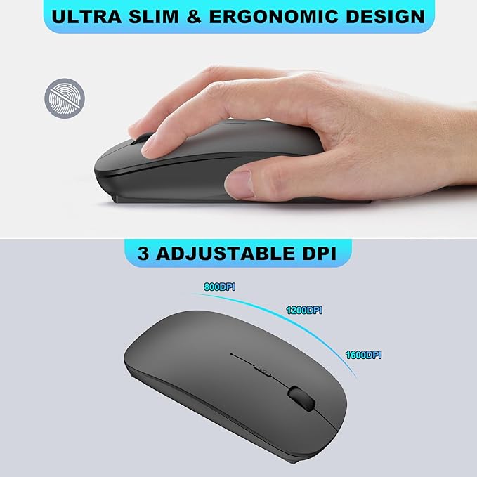 TRELC Wireless Numeric Keypad, Mini 2.4G 18 Keys Number Pad, Portable Silent Financial Accounting Numeric Keypad Keyboard Extensions with Wireless Mouse for Laptop, PC, Desktop, Notebook(Black)