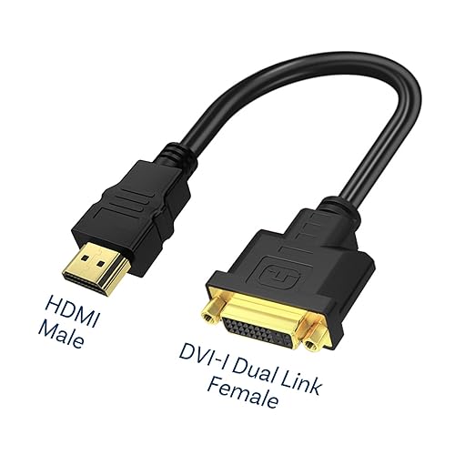 MMOBIEL HDMI to DVI Cable Adapter - Bi-Directional - Female DVI-I Dual Link to Male HDMI - Cable Converter Supports Monitor, PC, TV, Gaming, Projector - 1080p Full HD 60Hz - Gold Connector 1ft / 0.3m