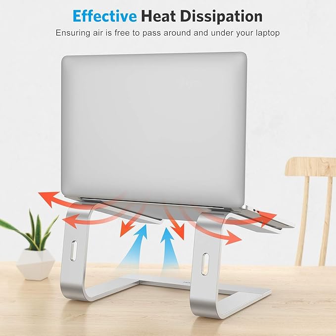 OMOTON Laptop Stand for Desk, Detachable Laptop Riser, Aluminum Laptop Holder, Compatible with MacBook Air/Pro, Dell, HP, and All Laptops (11-16 inch), Silver