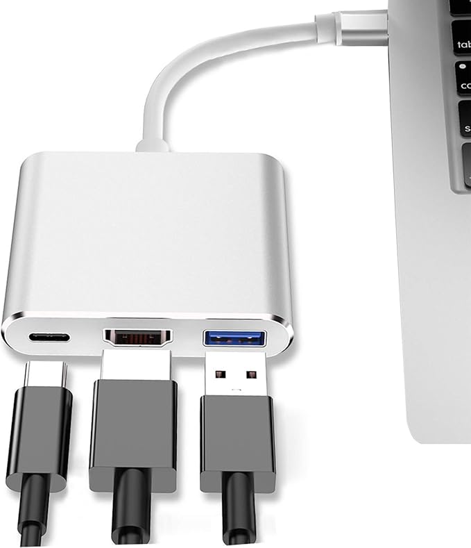 USB-C to HDMI Adapter (Supports 4K / 30Hz) - Type- C 3 in 1 Converter Cable for 2017/2018 MacBook Pro, MacBook, Mac Pro, iMac, Chromebook, & More USB 3.0 Type-C Devices