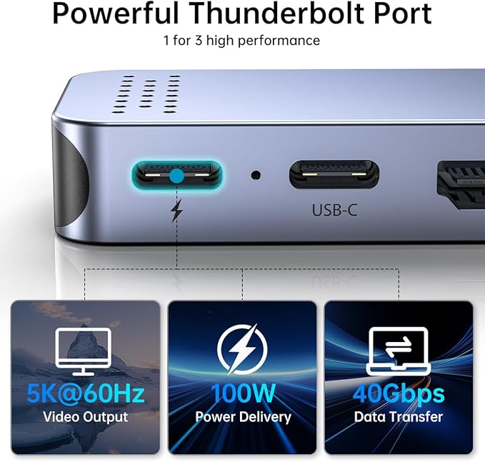 USB C Hub Adapter for MacBook Pro/Air M5 M4 M3 M2 M1 2025-2018 13" 15" 16", Mac Multiport Adapter, 8 in 2 MacBook Accessories Dongle with HDMI 4K, Thunderbolt 3, USB C&A Data Ports, SD TF Card Reader