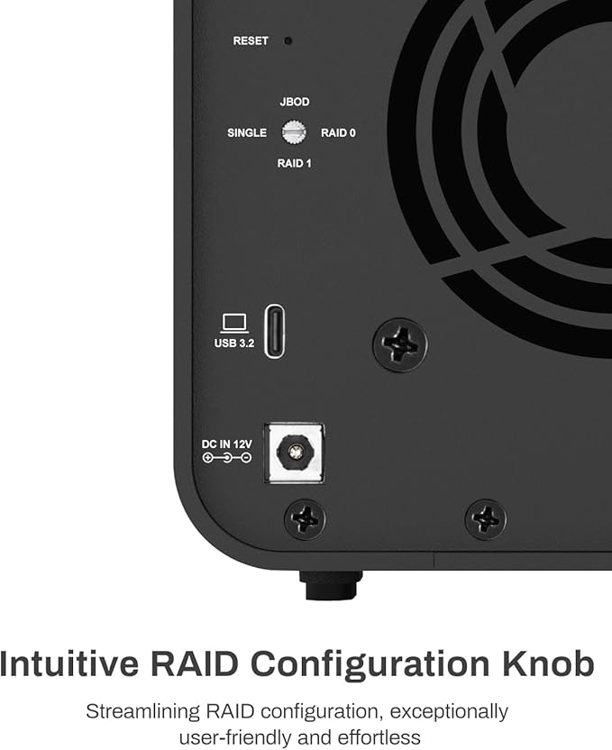TERRAMASTER D2-320 USB RAID Enclosure - USB 3.2 Gen 2 10Gbps Type C 2Bay Direct Attached Storage Supports RAID 0, 1, Single, JBOD (Diskless)