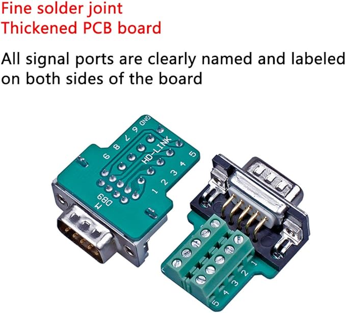 4PCS DB9 Male Breakout Connector,DB9 Solderless RS232 D-SUB Serial to 9-pin Port Terminal Adapter Connector Breakout Board with Case Long Bolts Tail Pipe
