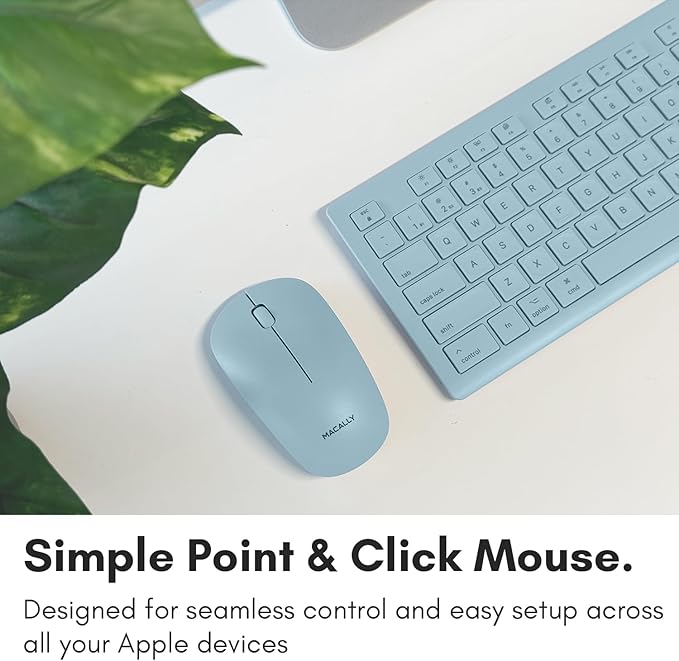 Macally Wireless Keyboard and Mouse Combo for Mac mini/Pro, iMac, MacBook, iPad, iPhone - Compatible Bluetooth Apple Keyboard and Mouse Combo (Multi Device, Rechargeable, Emoji Keys)