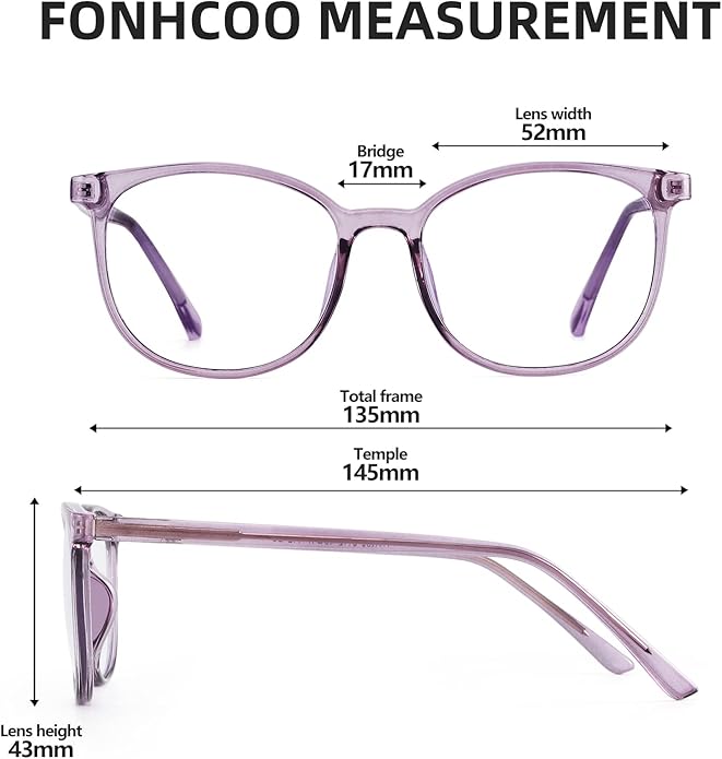 FONHCOO Blue Light Blocking Glasses Fashion Round TR90 Frame Transparent Eyewear Anti UV Computer Glasses for Women Men