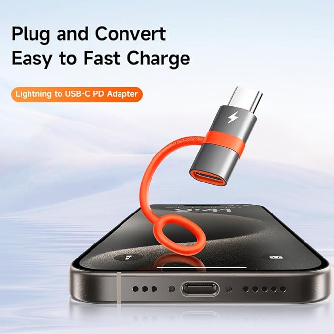 mcdodo 60W Lightning to USB C Adapter, Lightning Female to USB-C Male Adapter Support Fast Charging and Data Transfer for iPhone 15 16 Pro/ProMax/iPad/MacBook/Galaxy, Not Support OTG/Audio
