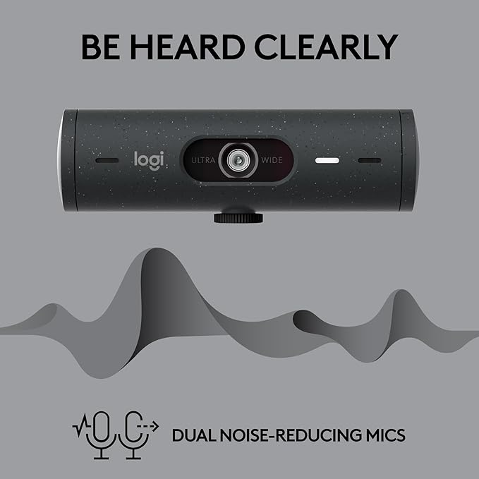 Logitech Brio 505 Full HD 1080p Webcam with auto Light Correction, framing, Dual Noise Reduction mics, Privacy Shutter - Works with Teams, Meet, Zoom, TAA Compliant.