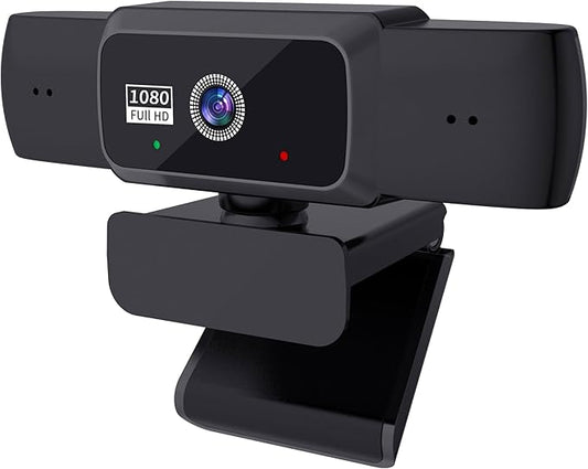 Hprosper 1080P Webcam with mic, Noise Cancellation, Wide-Angle Lens, Auto Light Correction, Plug & Play USB Webcam for Laptop, Desktop, PC, Mac, Zoom, Skype, Streaming