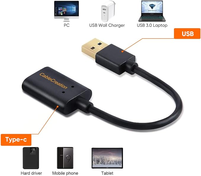 CableCreation USB C Female to USB Male Adapter, 5Gbps USB3.1 to USB C Adapter for Laptops Logitech StreamCam, etc