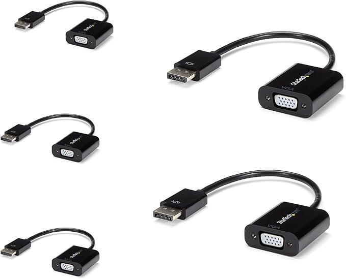 StarTech.com 5-Pack DisplayPort to VGA Adapter - DisplayPort 1.2 to VGA Active Adapter - Digital DP to Analog VGA Video Converter Dongle - DisplayPort Male to VGA Female Monitor Adapter (DP2VGA3X5)