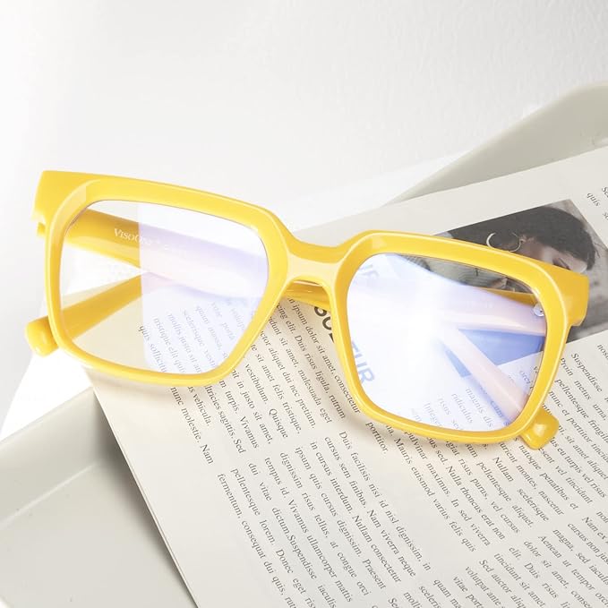 VISOONE Rectangle TR90 Blue Light Blocking Glasses Computer Eyewear with Preppy Look for Women and Men Cougar