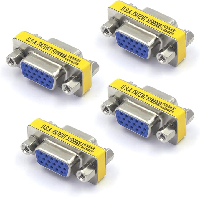 VCE VGA Female to Female Adapter, SVGA Coupler HD15 Mini Gender Changer VGA Cable Extender, 4Pack