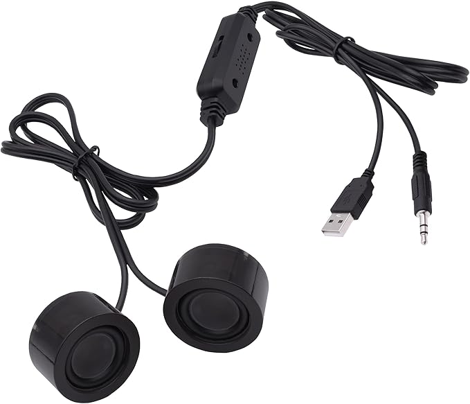 USB Mini Computer Speakers for Desktop Laptop Small PC Speakers USB-Powered 3.5mm TRS Stereo Jack with Volume Control Adjustment for MP3 Phone-1.2M/3.9FT