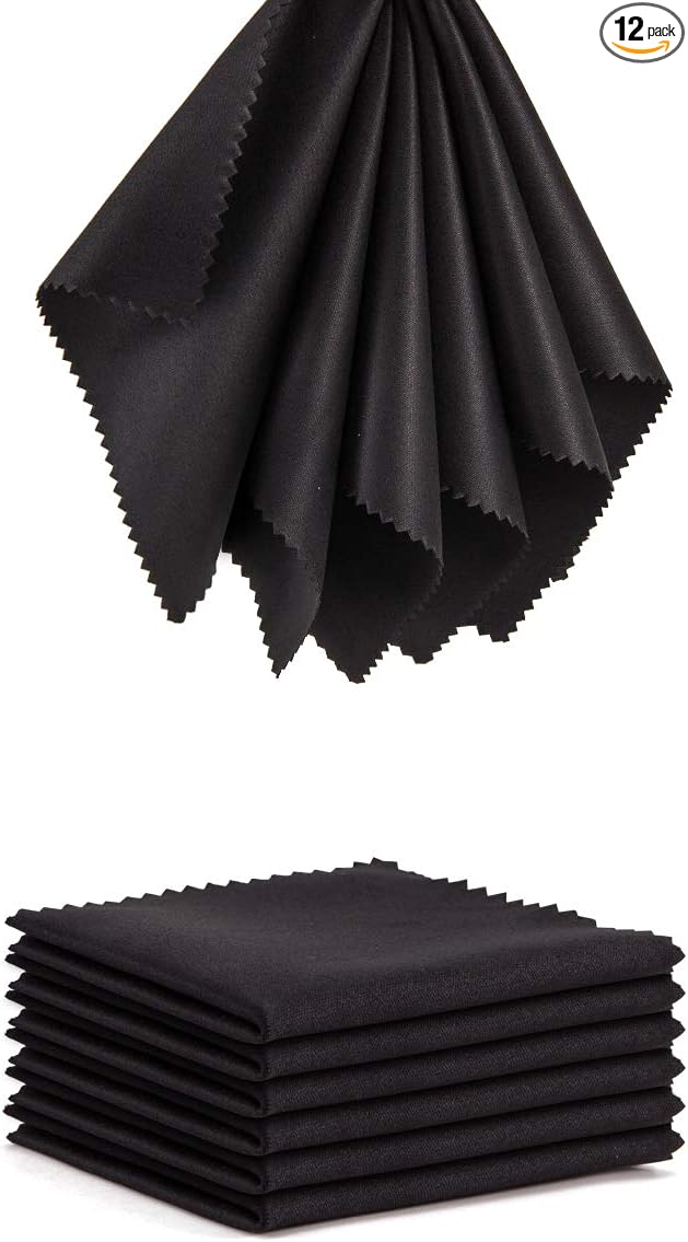 Glasses Cleaning Cloth Microfiber - 12 Pack Eyeglass Wipes Sunglasses Lens Cleaner 5x6 Inch Jewelry Camera Lens Clean Laptop Computer Screen Wipers Black