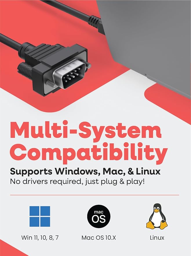 USB to RS232 Serial Adapter 3ft. Cable