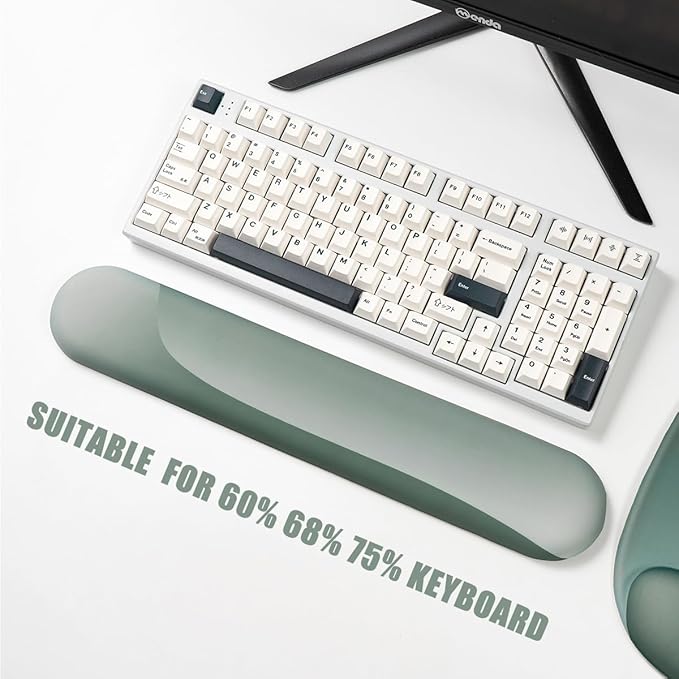 Ergonomic Mouse Pad and Keyboard Wrist Rest Set, Keyboard and Mouse Pad, Mouse Wrist Support, Non-Slip Coaster, Comfort & Support for Typing and Gaming,Reduces Fatigue (3, Green)