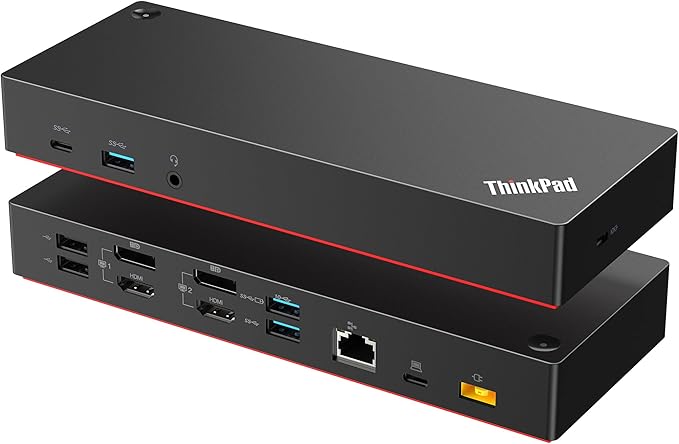 ThinkPad 40AF0135 Docking Station Dual Monitor,USB-C with USB-A Adapter Comes with 135W Adapter + USB-C Cable + Docking Station Renew