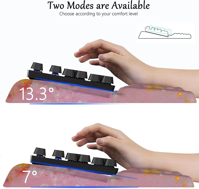 Keyboard Stand with Wrist Rest Pink Keyboard Pad with Wrist Support Marble Keyboard Wrist Rest for Computer Keyboard Stand for Desktop Ergonomic Keyboard Tilt Riser for Desk Office Home Gaming Room