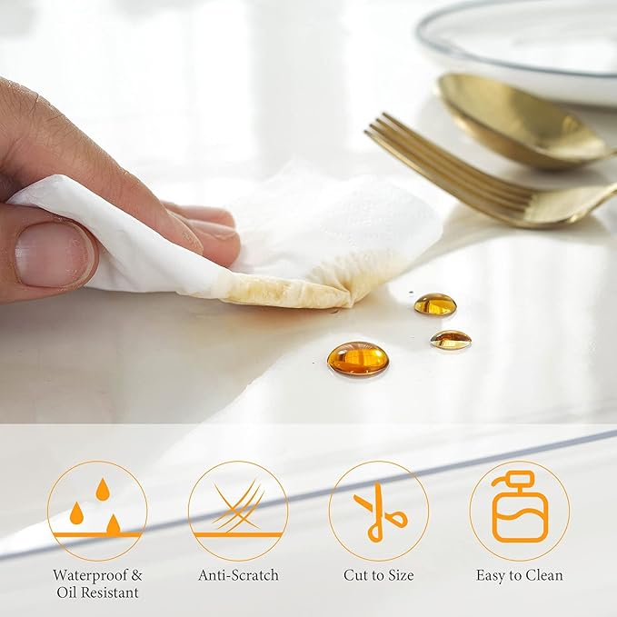 Deep Dream 1.5mm Clear Desk Cover Protector, 36×48 Inch Clear Desk Cover, Clear Desk Mat, Table Cover Tablecloth Protector Rectangle, Table Protector for Dining Room Table