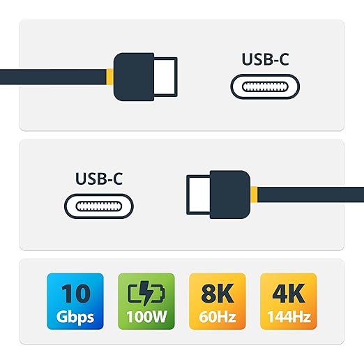 1m 3 ft USB C Cable with Power Delivery [5A] - M/M - USB 3.1 [10Gbps] - USB-IF Certified - USB 3.1 Type C Cable - USB 3.1 Gen 2