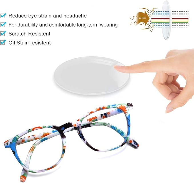 Henotin 3-Pack Blue Light Blocking Reading Glasses,Spring Hinge Computer Readers for Men Women,Anti UV Ray Filter Eyeglasses (readers for women, 3.0)