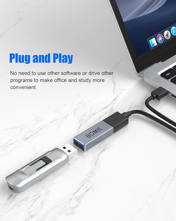 BOMIE USB Female to Female Adapter 4 Pack, USB 3.0 Type-A Female to Female Extension Adapter Connector, 5Gbps Data Transfer and Charging for Connecting Extension Two USB-A Male Ends Cable Gray