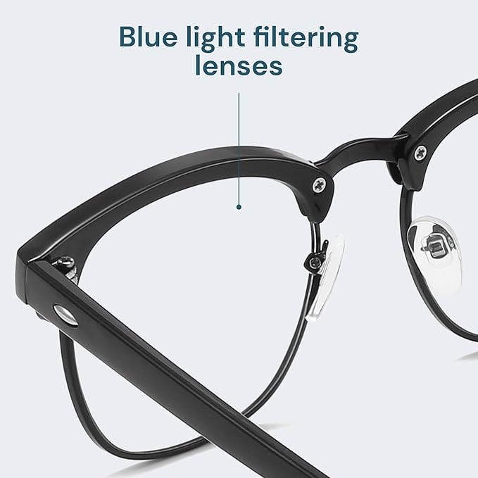 racico Blue Light Glasses for Men – Computer Gaming Blocking Glasses Anti Eyestrain, UV Clear Lens, Vintage Blue Blockers