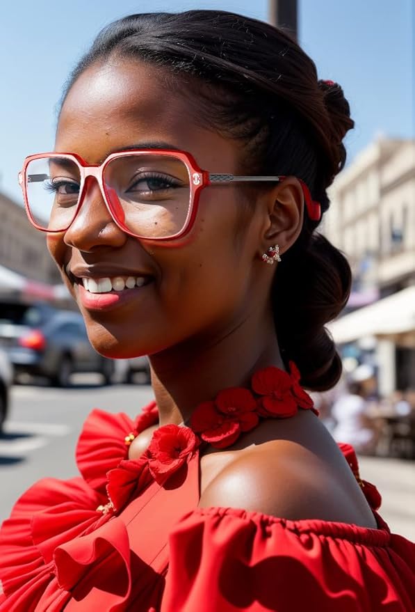 VISOONE Oversized Blue Light Blocking Glasses with Chic Square TR90 Frame and Metal Temple for Women Men REMY