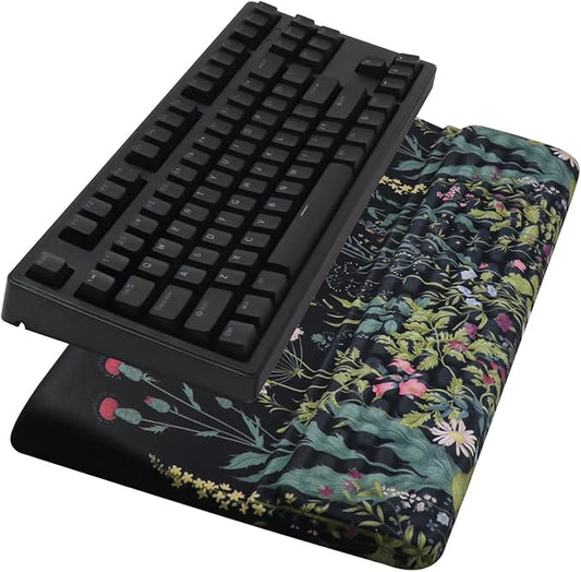 Ergonomic Keyboard Stand with Wrist Rest, Computer Wrist Support Pad, Tilted Keyboard Riser Holder Lift Tray with Wrist Pad, Easy Typing, Comfy Soft Memory Foam Desk Cushion for Office Home