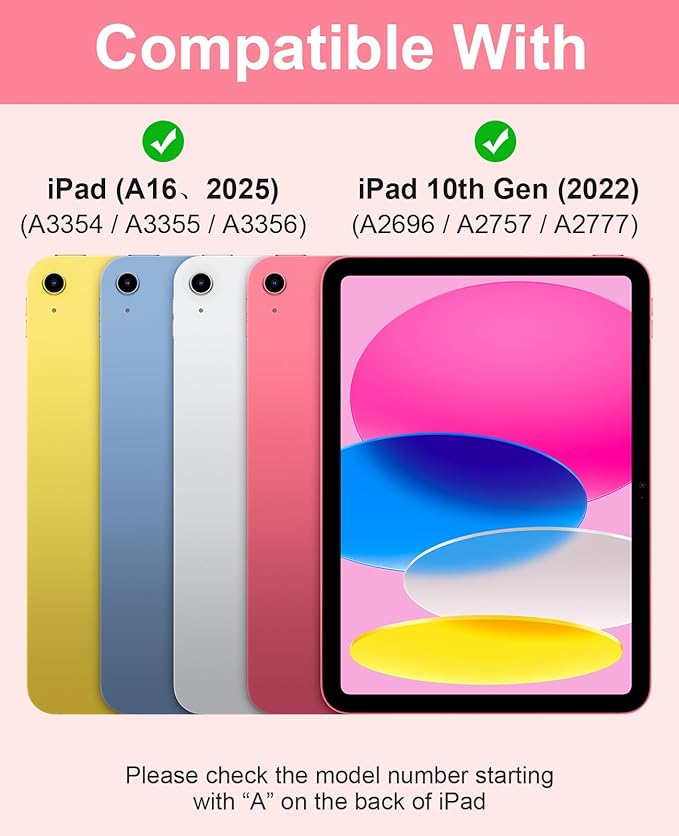 iPad 10th Generation Case with Keyboard for Apple 10th 2022 10.9" Keyboard Case with Pencil Holder, Rechargeable Detachable BT Keyboard for New iPad 11th(2025 A16) (HOT Pink)