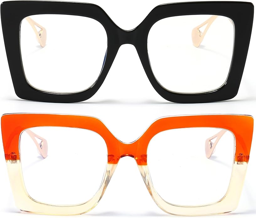 AIEYEZO Oversized Blue Light Glasses for Women, Anti Fatigue Prevent Headache Computer Eyeglasses