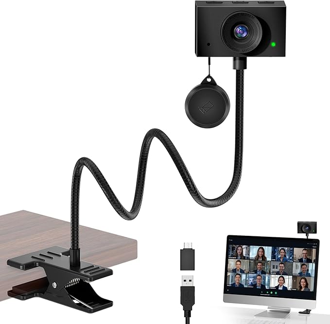 Webcam for PC, 1080P Streaming Camera, Web Camera for Desktop Computer/Laptop Webcam with Microphone, Plug and Play USB Web cam with Bracket, Manual Focus, for Live Streaming, Video Calls, Meetings
