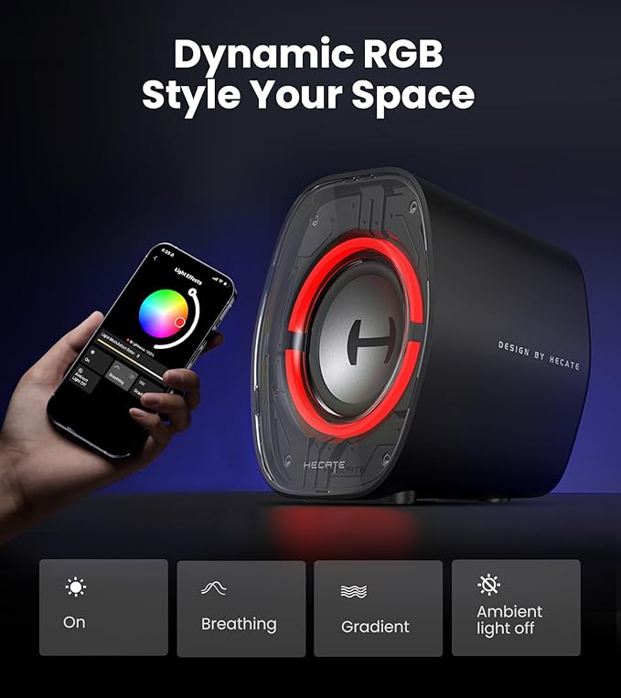 Edifier G1000 II Desktop Computer Speakers for Gaming, 2.5" Full-Range Driver & Enhanced Bass, Bluetooth 5.4 USB-C AUX, 9 Dynamic RGB Lighting Modes for PC - Black