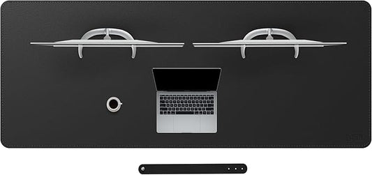 Cacoy 66.9'' x 27.5'' Leather Desk Pad Blotter Protector, Large Gaming Keyboard Mouse Pad, Faux Leather Desk Mat for Desktop and Laptop, Waterproof XXXL Extended Desktop Keyboard Mouse Mat, Black
