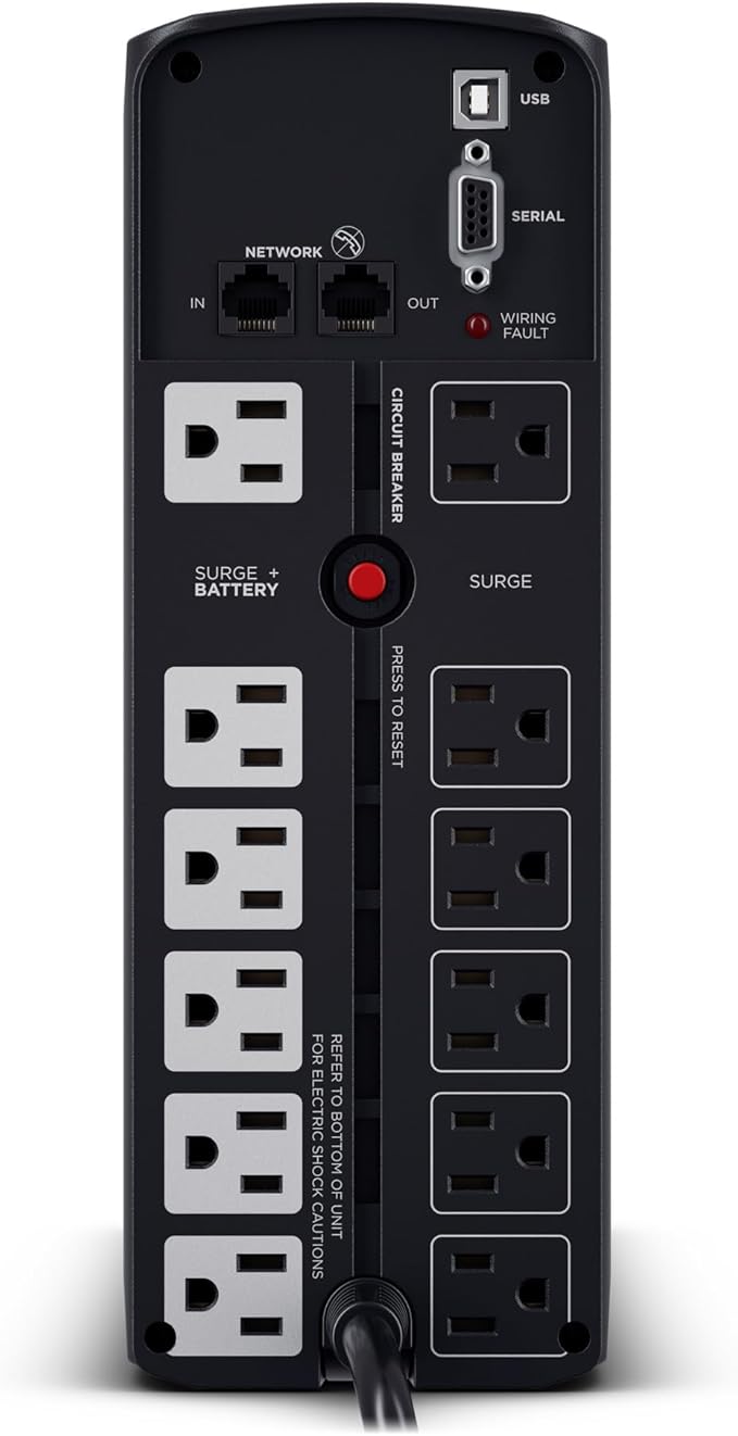 CyberPower CP1350PFCLCD PFC Sinewave UPS Battery Backup and Surge Protector, 1350VA/880W, 12 Outlets, AVR, Mini-Tower, UL Certified