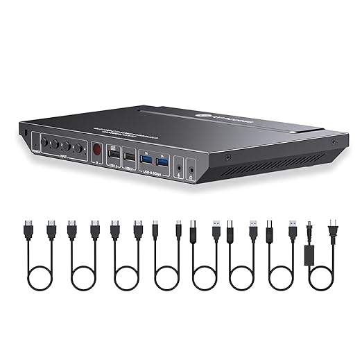 AV Access KVM Switch 1 Monitor 4 Computers (3 Desktops & 1 Laptop), USB-C Fast Charging for Laptop, 4K@60hz HDMI Display, 2xUSB 3.0, EDID, Hotkey or IR Remote, for 4 PCs Share 1 Keyboard&Mouse