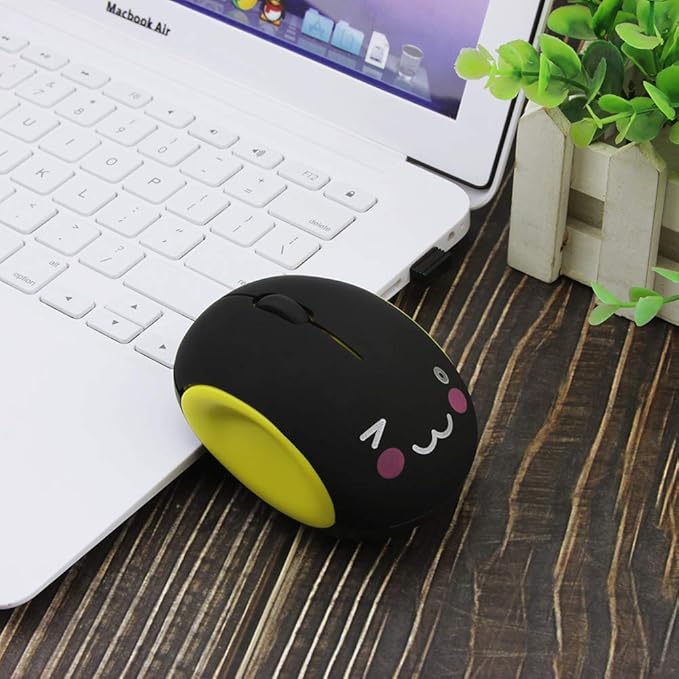 3C Light 2.4GHz Wireless Cute Small Silent Portable Mini Rechargeable Optical Mice - 3 Button Cordless Mouse for Laptop, Desktop, PC & Notebook (Yellow)