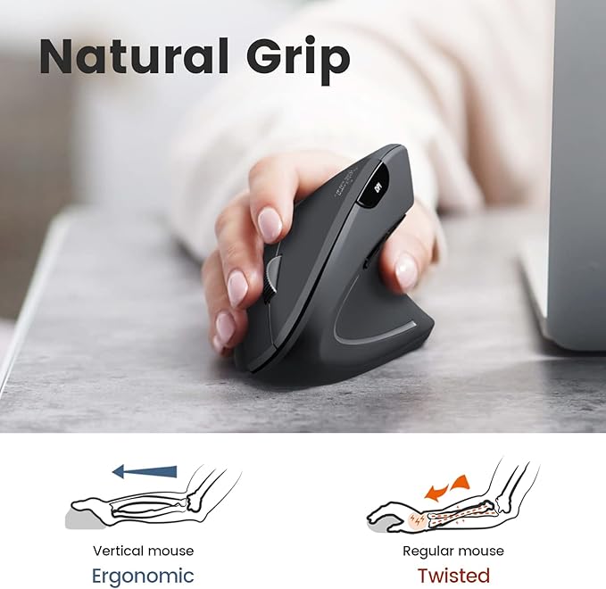 Perixx PERIDUO-813B US, Wireless Ergonomic Compact Keyboard & Vertical Mouse - Bundle with a 6-Button Ergonomic Vertical Mouse - Black - US English…