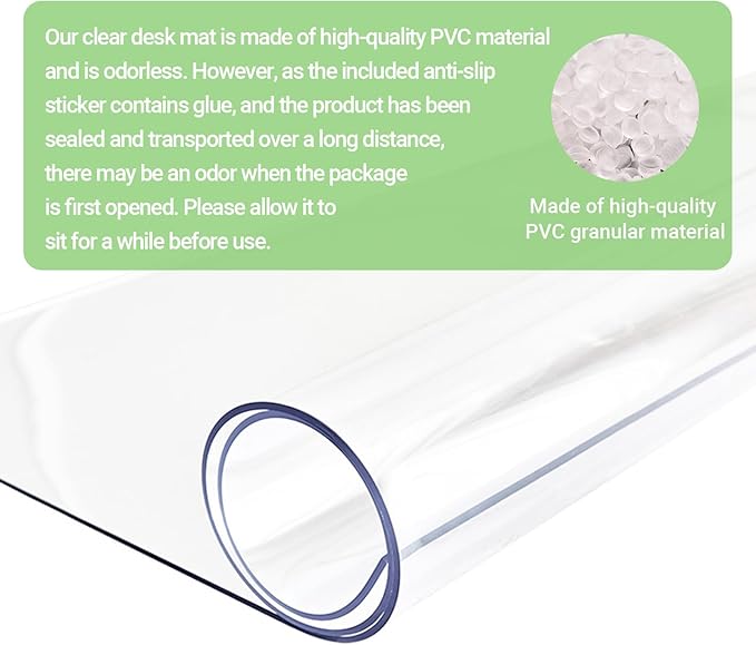 Clear Desk Mat Pad, Safe Round Edge, Water and Oil-Proof Durable, Clear Desk Protector mat for Home and Office(23.6 x 11.8 inches)