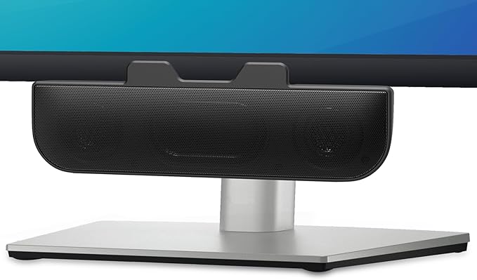 Computer Speakers for Desktop PC, Monitor Speakers, USB Plug-in, Wired, External Speaker for Laptop, Small Computer Soundbar for PC, with Loud Sound, Deep Bass, USB-C Adapter, Easily Clamp to Monitor